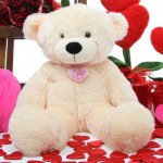 2 feet big peach teddy bear with pink neck I Love You Heart